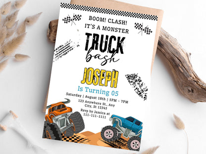 Editable Monster Truck Birthday Invitation Template (PDF)