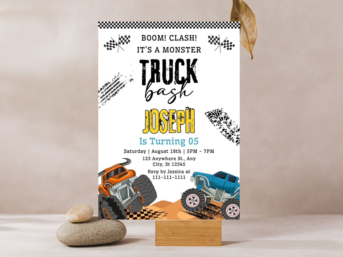 Editable Monster Truck Birthday Invitation Template (PDF)