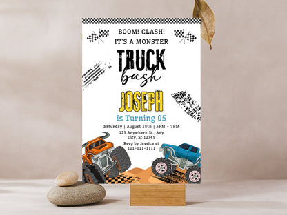 Editable Monster Truck Birthday Invitation Template (PDF)