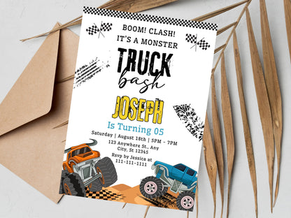 Editable Monster Truck Birthday Invitation Template (PDF)