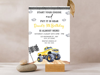 Editable Monster Truck Birthday Party Invitation Template (Digital Download)