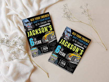 Editable Monster Truck Birthday Invitation, Big Wheel Party (Printable PDF)
