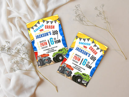 Editable Monster Truck Birthday Party Invitation Template (PDF)