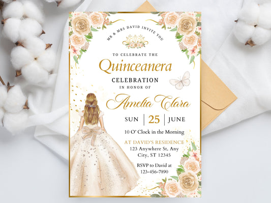 Editable Wildflower Quinceanera Invitation Template (Digital Download)