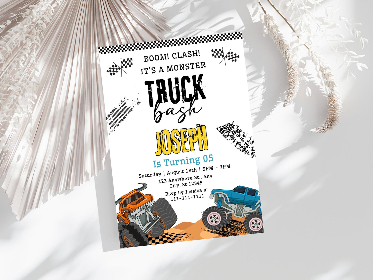 Editable Monster Truck Birthday Invitation Template (PDF)