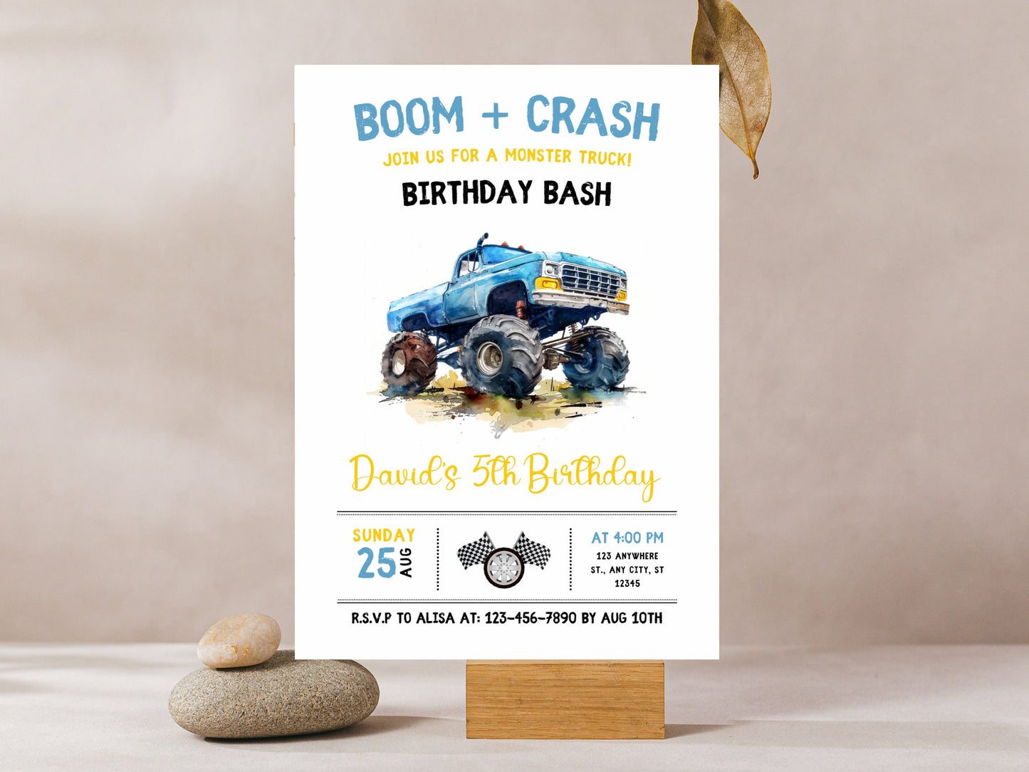 Editable Monster Truck Birthday Invitation, Big Wheel Party (Printable)