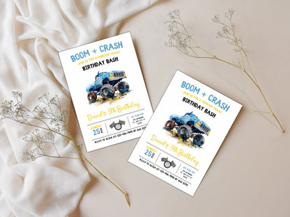 Editable Monster Truck Birthday Invitation, Big Wheel Party (Printable)