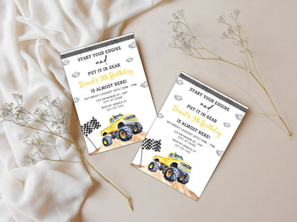 Editable Monster Truck Birthday Party Invitation Template (Digital Download)