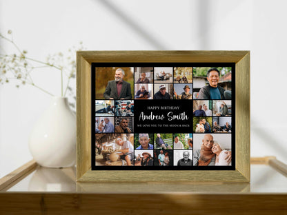 Modèle de collage photo d'anniversaire personnalisable, 24 photos (téléchargement numérique)