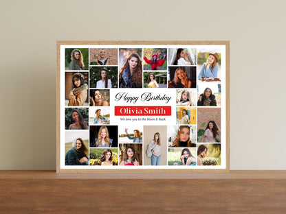 Editable Birthday Photo Collage Template: 26 Photos (Digital Download)