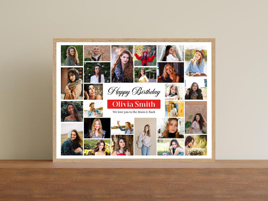Editable Birthday Photo Collage Template: 26 Photos (Digital Download)