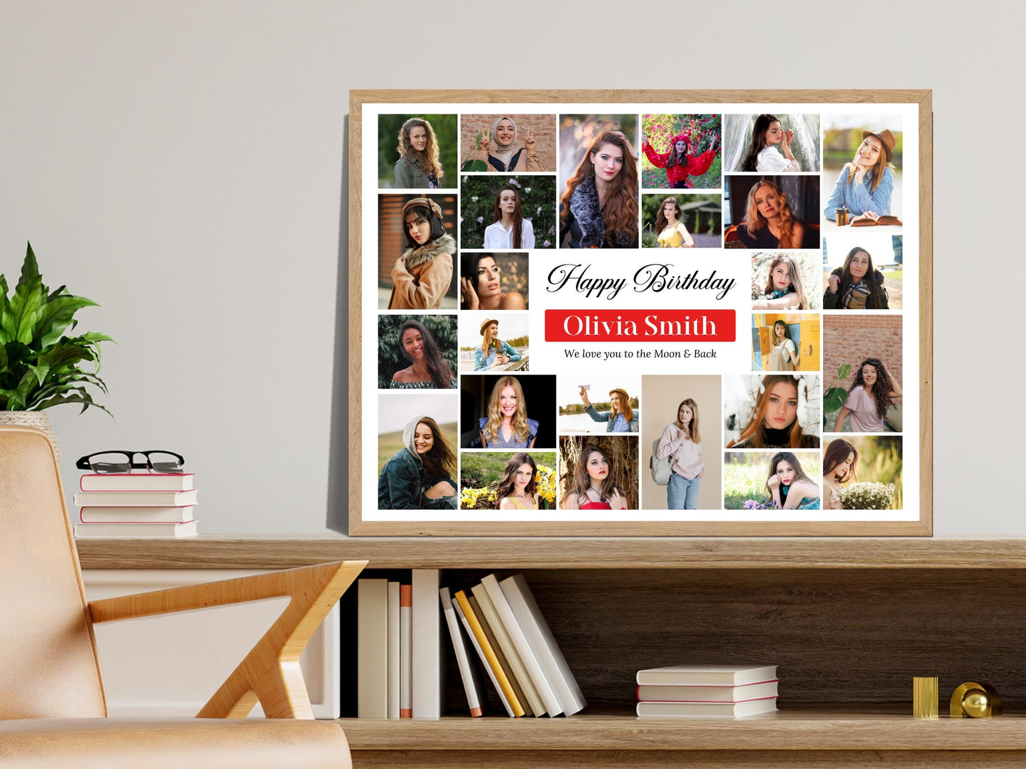 Editable Birthday Photo Collage Template: 26 Photos (Digital Download)