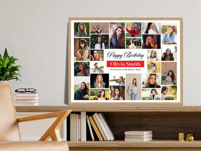 Editable Birthday Photo Collage Template: 26 Photos (Digital Download)
