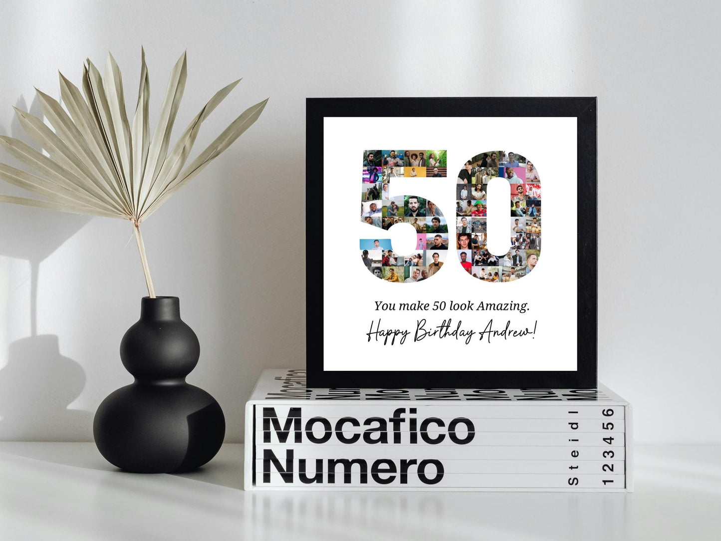50th Birthday Photo Collage Template, Editable Canva Design (Digital Download)