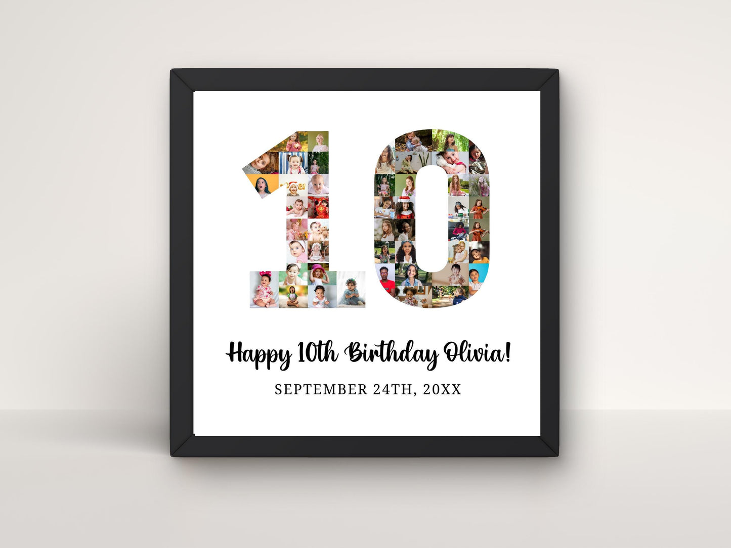 Personalized 10th Birthday Photo Collage Template (Digital Download)