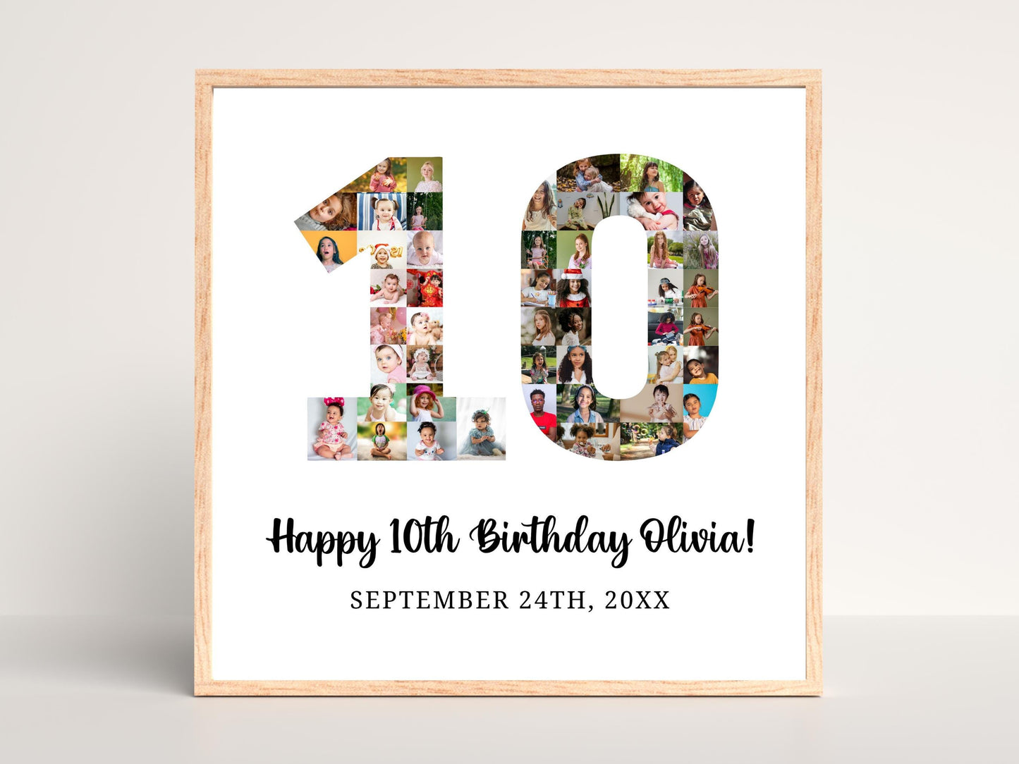 Personalized 10th Birthday Photo Collage Template (Digital Download)