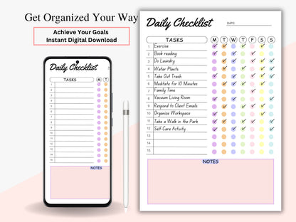 Editable Daily Checklist Template: Colorful Weekly Planner (PDF)