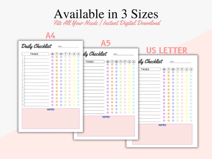 Editable Daily Checklist Template: Colorful Weekly Planner (PDF)