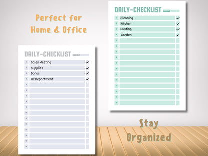 Modèle de liste de contrôle minimaliste vierge : 14 couleurs, imprimable (téléchargement numérique)
