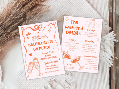 Editable Beach Bachelorette Party Invitation, Last Toast On The Coast (Digital Download)