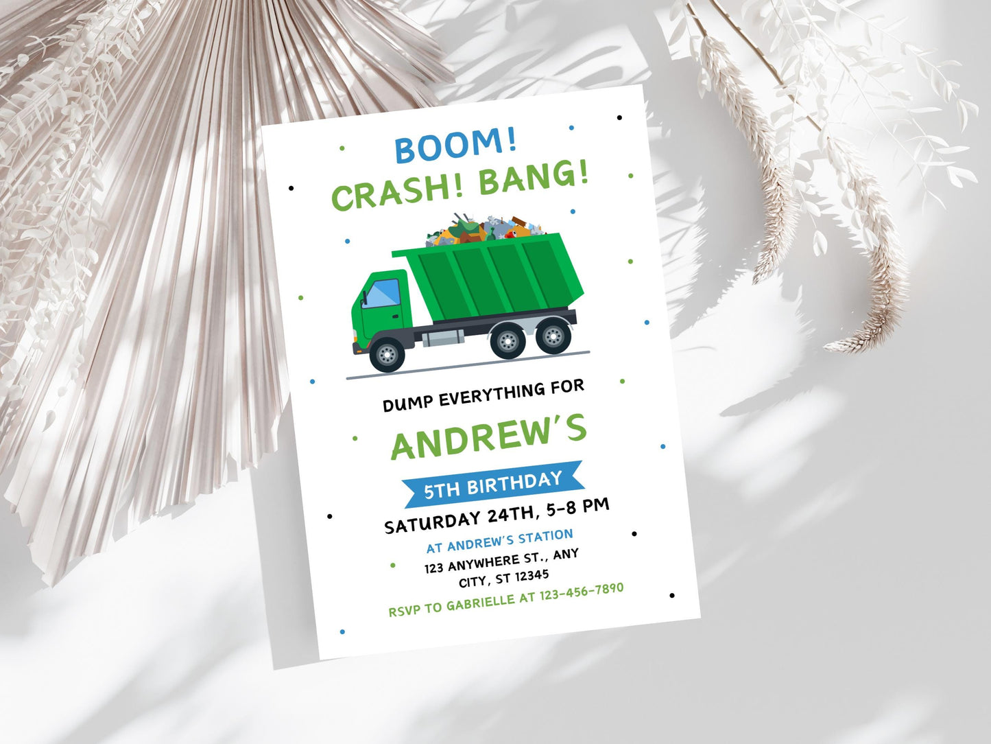 Vorlage für eine bearbeitbare Geburtstagseinladung im Feuerwehr-Design (PDF)