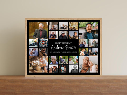 Customizable Birthday Photo Collage Template, 24 Photos (Digital Download)
