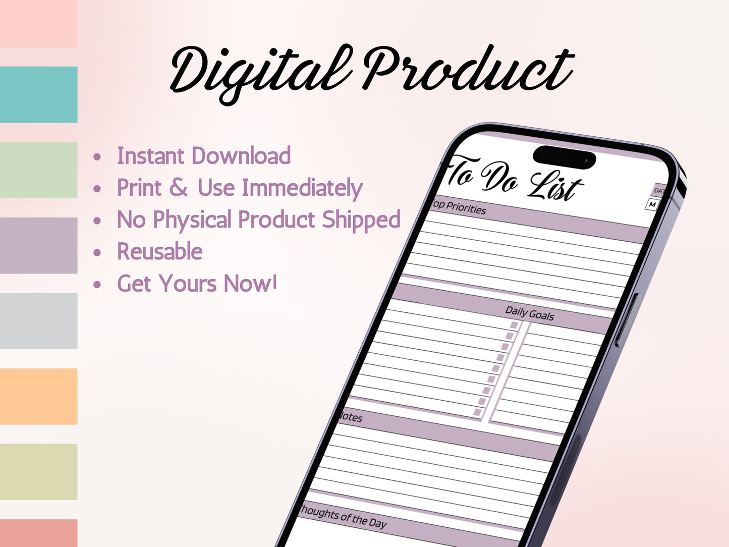 Printable To Do List Bundle, Daily & Weekly Checklist (Digital Download)