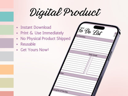 Printable To Do List Bundle, Daily & Weekly Checklist (Digital Download)