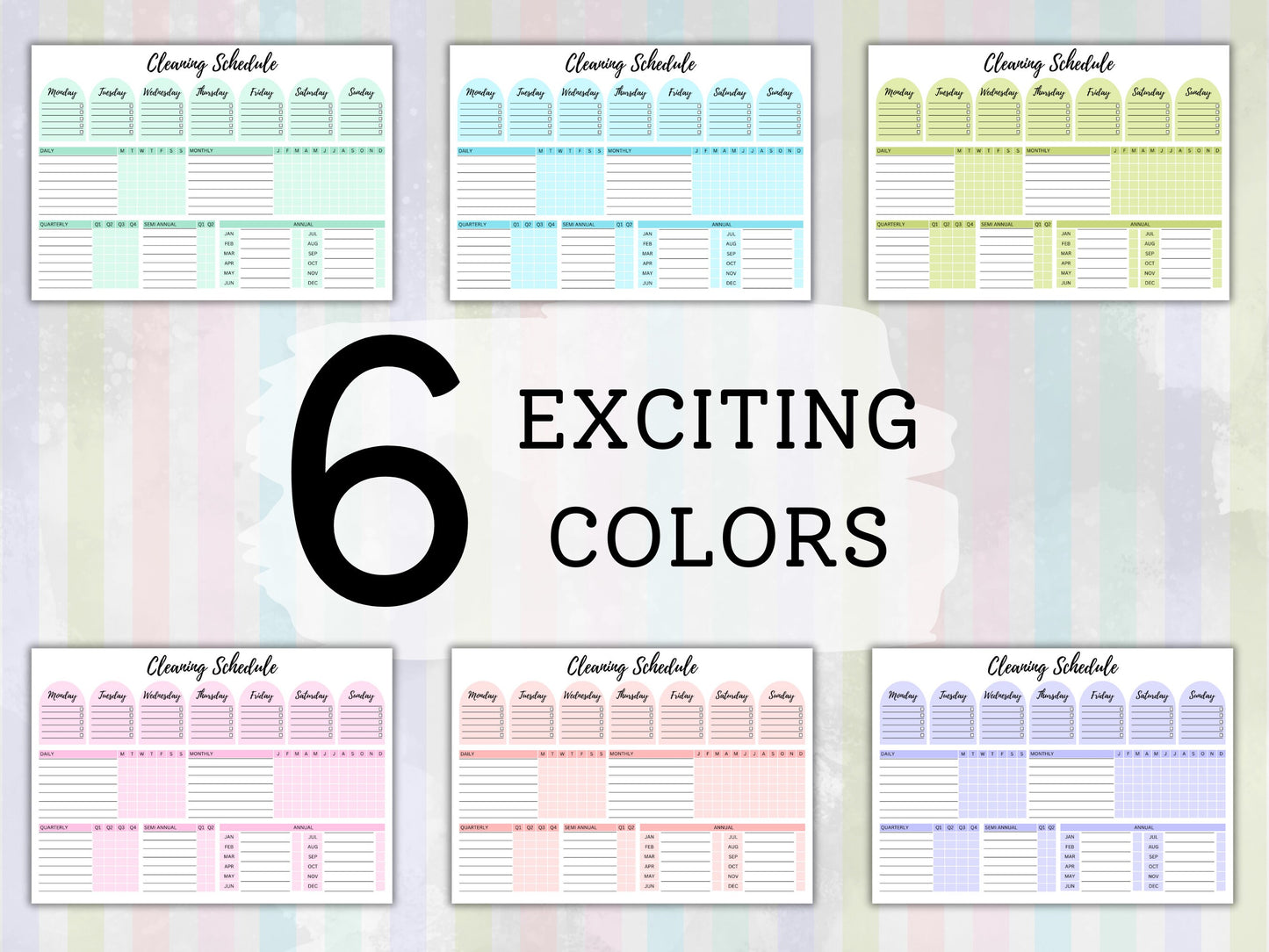 Colorful Cleaning Schedule Planner, ADHD-Friendly, Editable (Digital Download)