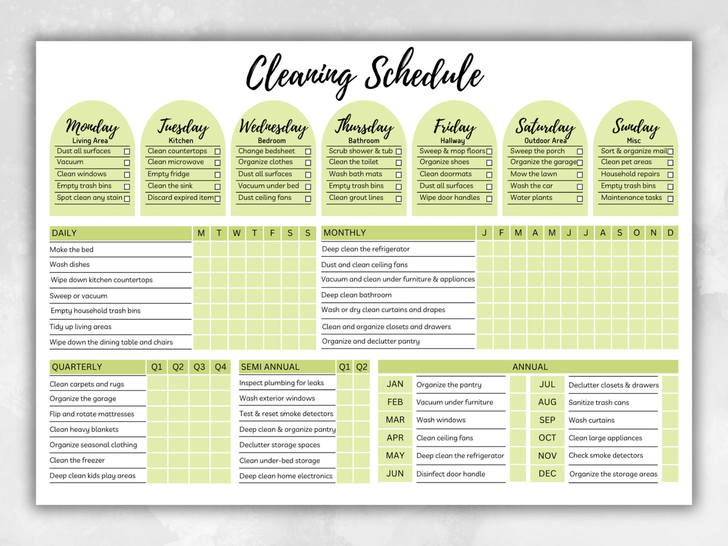 Colorful Cleaning Schedule Planner, ADHD-Friendly, Editable (Digital Download)