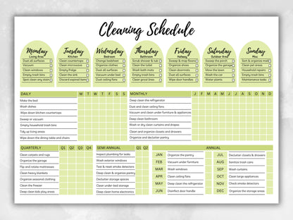 Colorful Cleaning Schedule Planner, ADHD-Friendly, Editable (Digital Download)