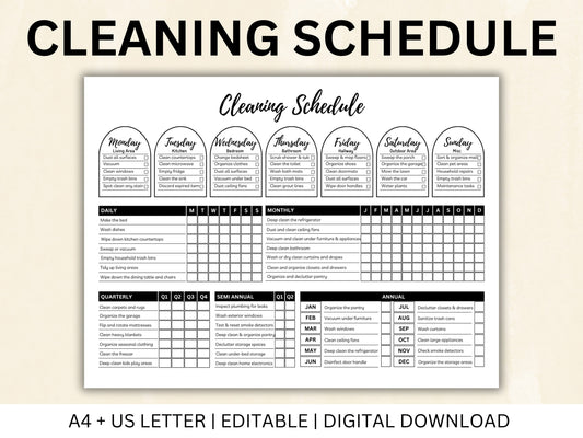 Editable Cleaning Schedule Checklist Bundle (Digital Download)
