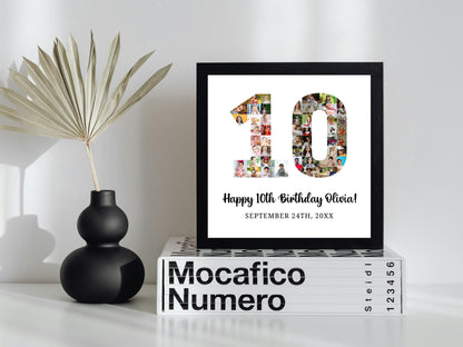 Personalized 10th Birthday Photo Collage Template (Digital Download)