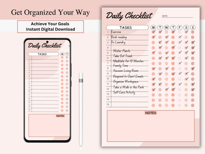 Editable Daily Checklist Template: Colorful Weekly Planner (Digital Download)