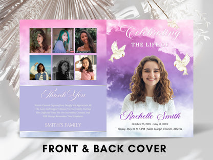 Editable Funeral Program Template, Bi-Fold Obituary (Digital Download)