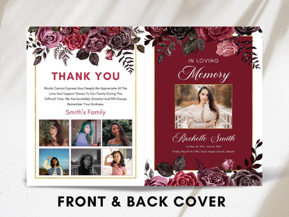 Editable Funeral Program Template, Bi-Fold Obituary, Celebration of Life (Digital Download)