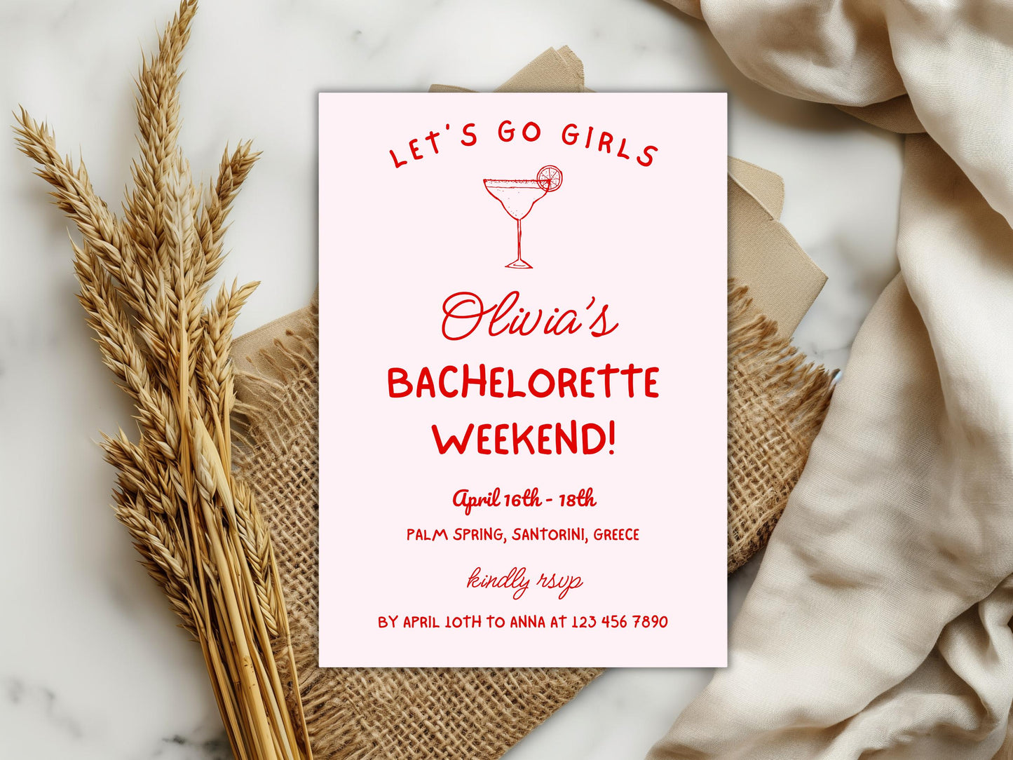 Editable Beach Bachelorette Party Invitation Template (PDF)