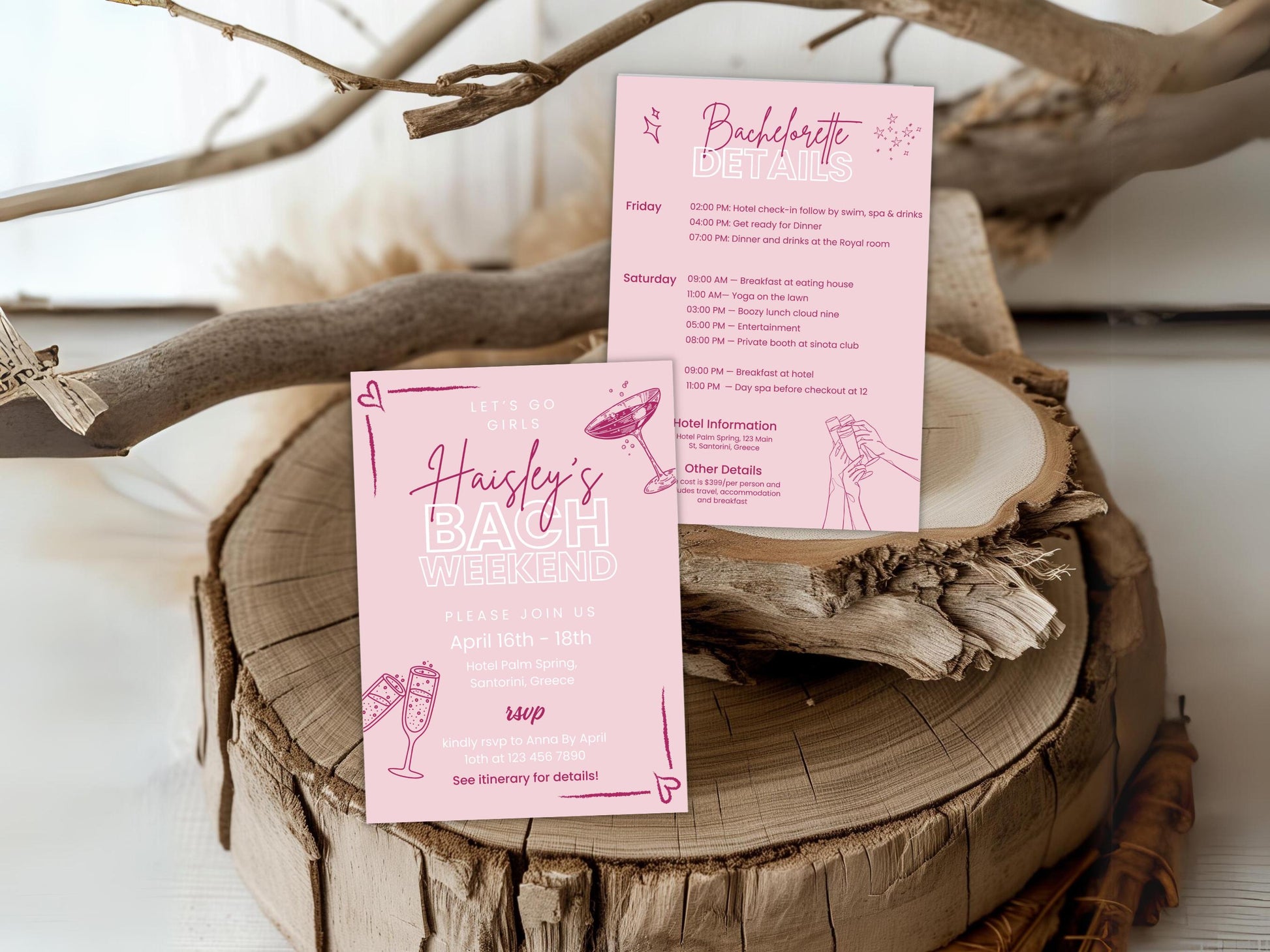 DIY Download Bachelorette party itinerary template editable in Canva