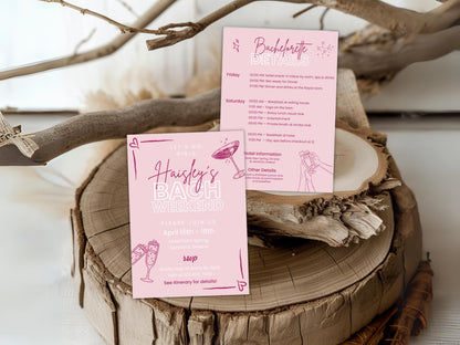 DIY Download Bachelorette party itinerary template editable in Canva