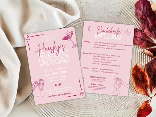 DIY Download Bachelorette party itinerary template editable in Canva