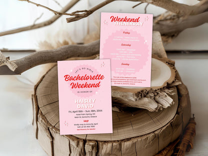 Editable Beach Bachelorette Party Invitation, Weekend Itinerary (Digital Download)