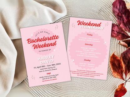 Editable Beach Bachelorette Party Invitation, Weekend Itinerary (Digital Download)