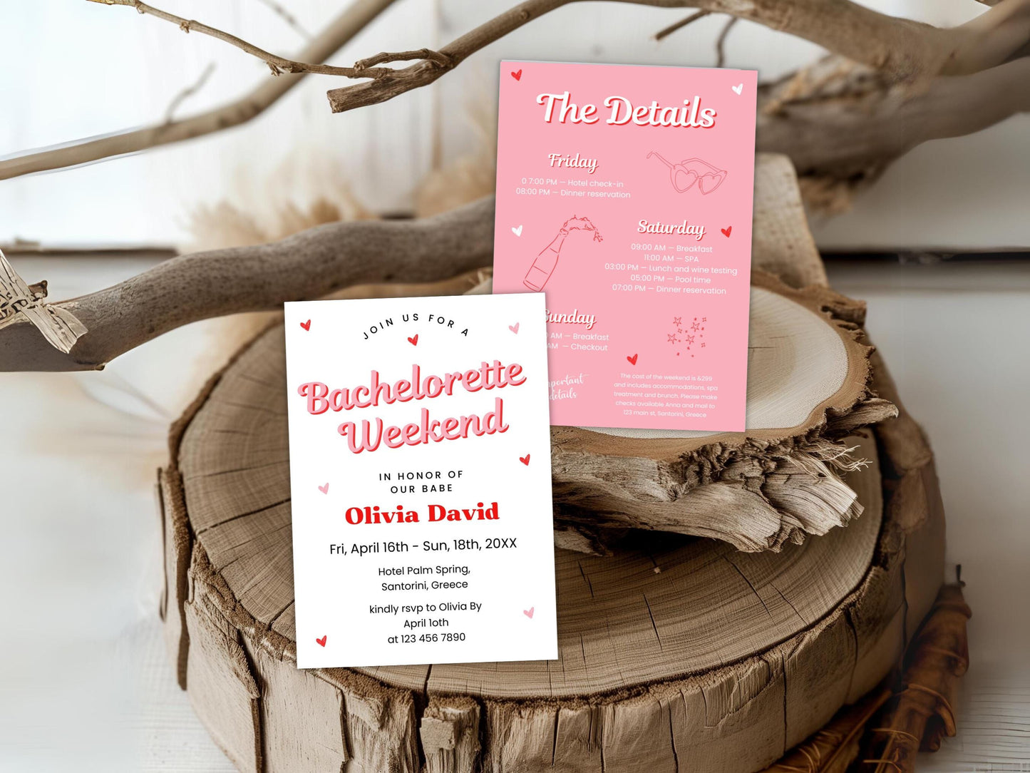 Editable Bachelorette Party Invitation: Beach Weekend Itinerary (PDF)