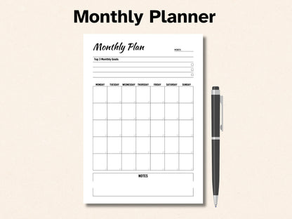 Agenda de télétravail : journalier, hebdomadaire, mensuel (téléchargement numérique)