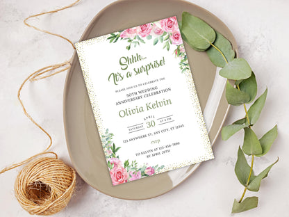 Greenery 50th Anniversary Invitation Template (Digital Download)