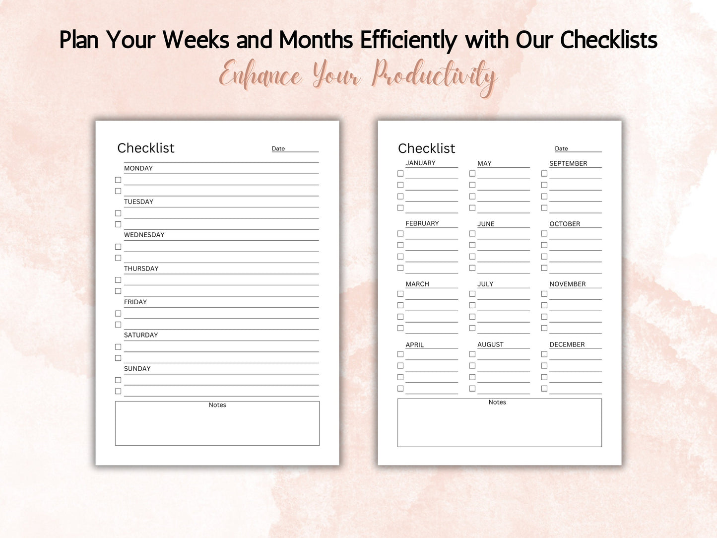 Minimalist Blank Checklist Template, Fillable Editable PDF (Digital Download)