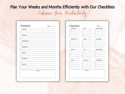 Minimalist Blank Checklist Template, Fillable Editable PDF (Digital Download)