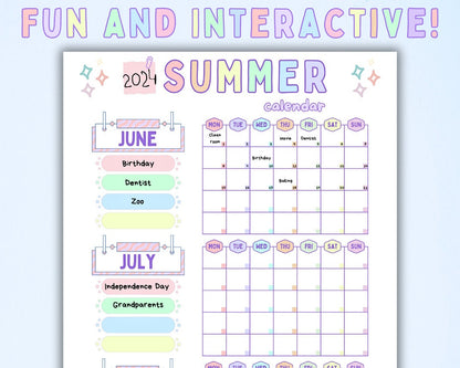 Editable Summer Checklist, Kids Chore Chart (Digital Download)