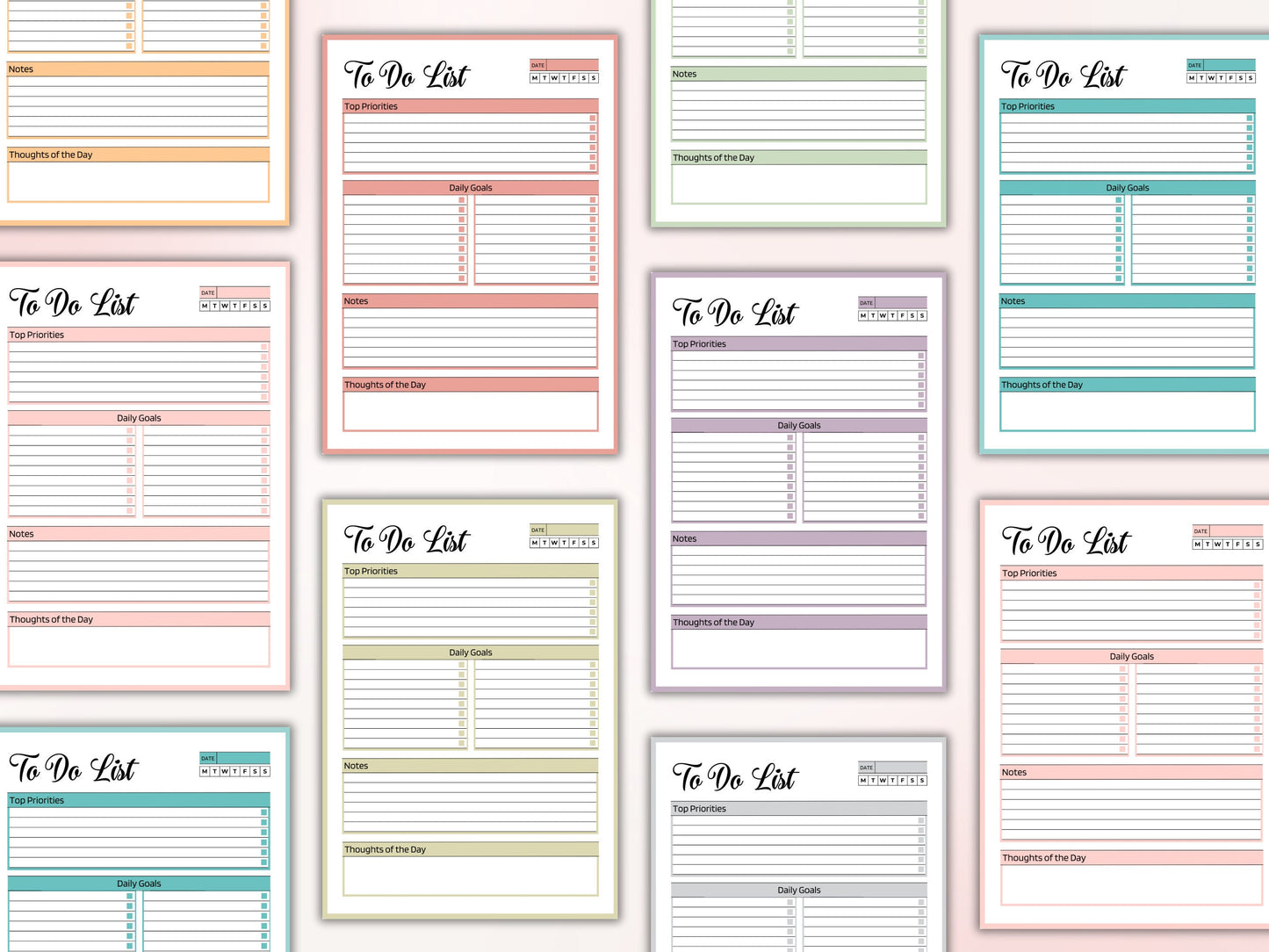 Printable To Do List Bundle, Daily & Weekly Checklist (Digital Download)
