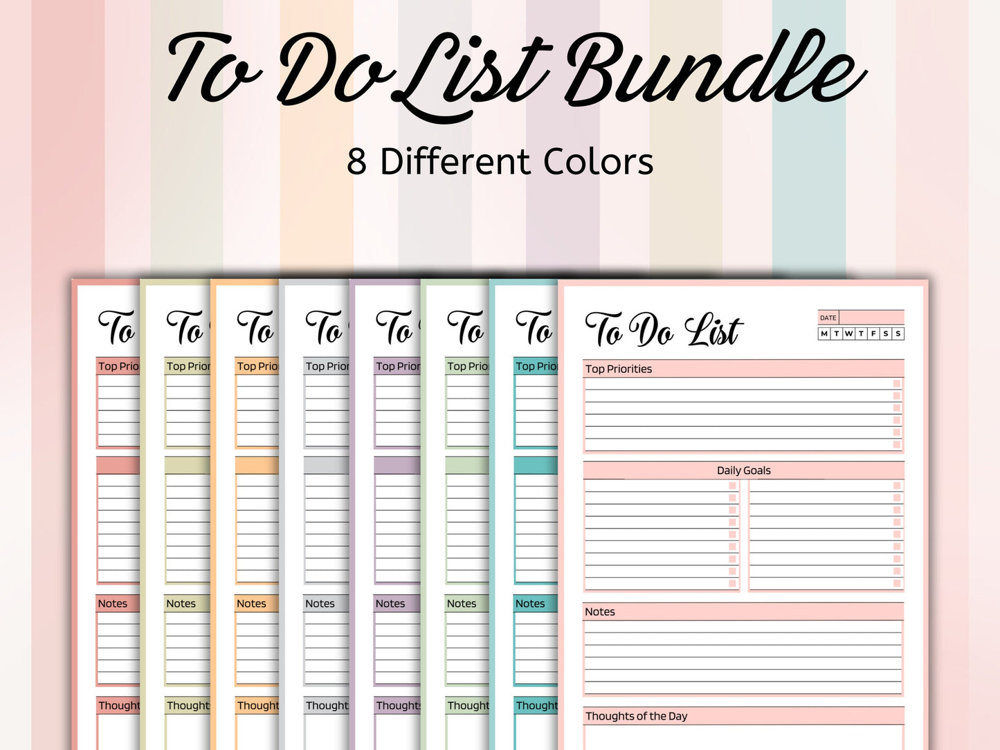 Printable To Do List Bundle, Daily & Weekly Checklist (Digital Download)